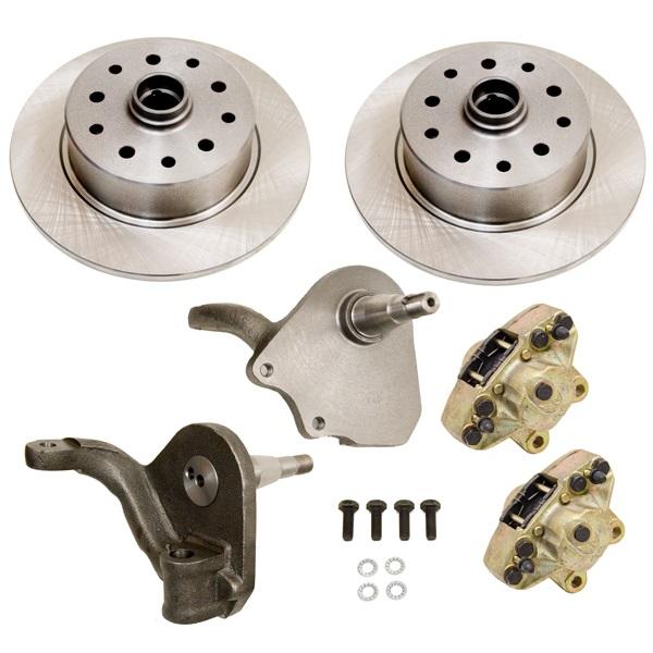 Front Disc Brake Kit, Drop Spindles, 5-Lug Dual Pattern - Chevy / Ford - 5 x 4-3/4